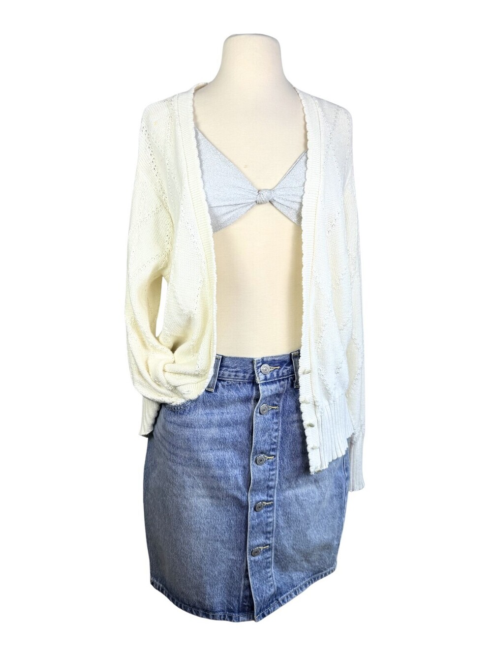 Levi's Button Front Denim Mini Skirt Light Wash Jean Skirt Size 8